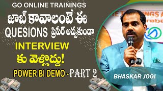 Power BI Demo Part2 - April 2nd 2024 | Bhaskar Jogi | Go Online Trainings