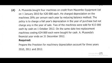 ECZ Accounts Past Paper 2 2016.Q2 D and C. Provision for depreciation