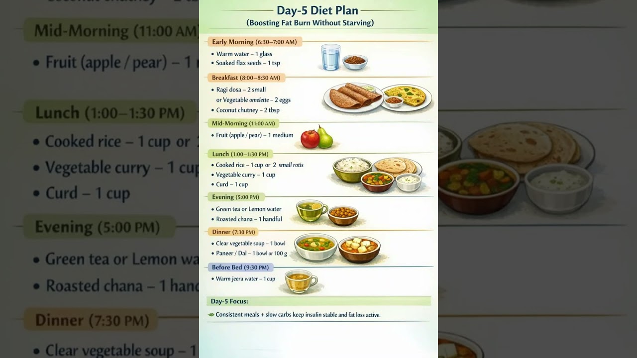 Day-5 Diet Plan (Boosting Fat Burn Without Starving) Weight Loss | Diet Plan | Meal Plan