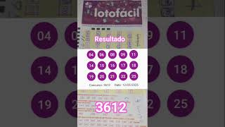 Lotofácil Resultado 3612