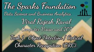 The Sparks Foundation - Task #1 : Object Detection / Optical Character Recognition (ORC)