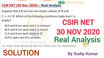 CSIR NET 30 November 2020 Real Analysis | CSIR NET 30 Nov 2020 Mathematics Solution | by Sudip Kumar