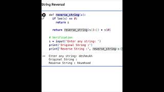 Python Code to Reverse the String using Recursion