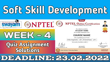 NPTEL Soft Skill Development WEEK 4 ASSIGNMENT ANSWERS | 2022