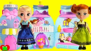 disney frozen elsa gets new sister anna baby born bottle house