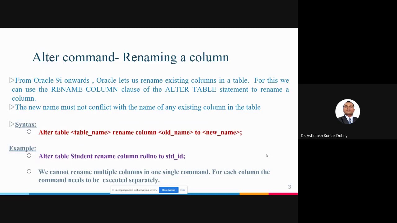 L 6 1 Rename Clause And Rename Statement In Sql Youtube
