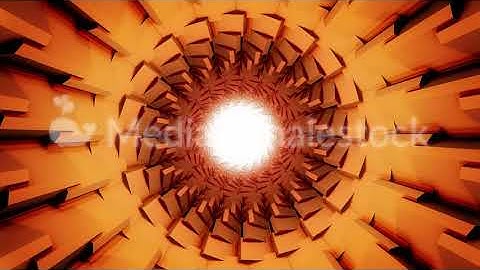 Abstract rotating bright tunnel with the white light in its center, seamless loop. Animation