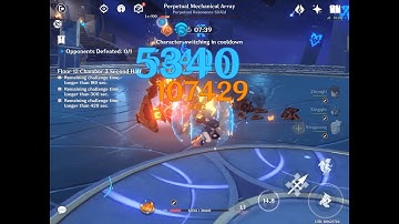 Hu tao (C0) charged attack 107k vs Perpetual Mechanical Array