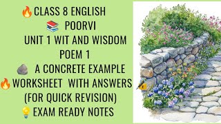🔥 CLASS 8 ENGLISH | A CONCRETE EXAMPLE  | Worksheet with Answers | Quick Revision | Exam Ready Notes