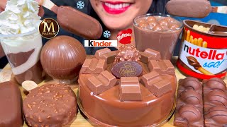 ASMR CHOCOLATE CAKE, MAGNUM & FERRERO ICE CREAMS, NUTELLA & GO! CHOCOLATE MILK MASSIVE Eating Sounds