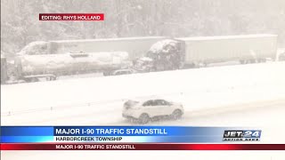 Winter road conditions cause multiple accidents along Interstate 90