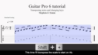 Transposing notes and changing keys.using Guitar Pro 6 software screenshot 2