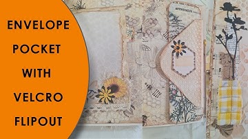 Embossed Envelope with Side Pocket and Flip- over Velcro Tuck-spot: sewn into the journal spine