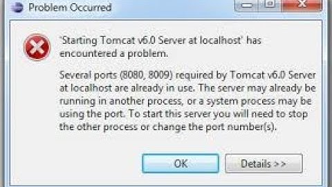 starting tomcat server at localhost has encountered a problem