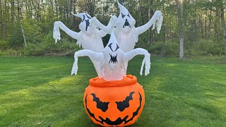 Gemmy 2010 Halloween Inflatable 8FT 3 Ghosts In A Pumpkin Unboxing & Review