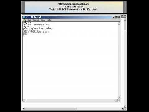 PL SQL Tutorial   Select statements in a PL SQL block Hands On) part 8