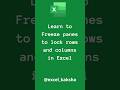 Learn to freeze panes to Lock rows and Column in Excel #shorts #youtubeshorts #excel excel
