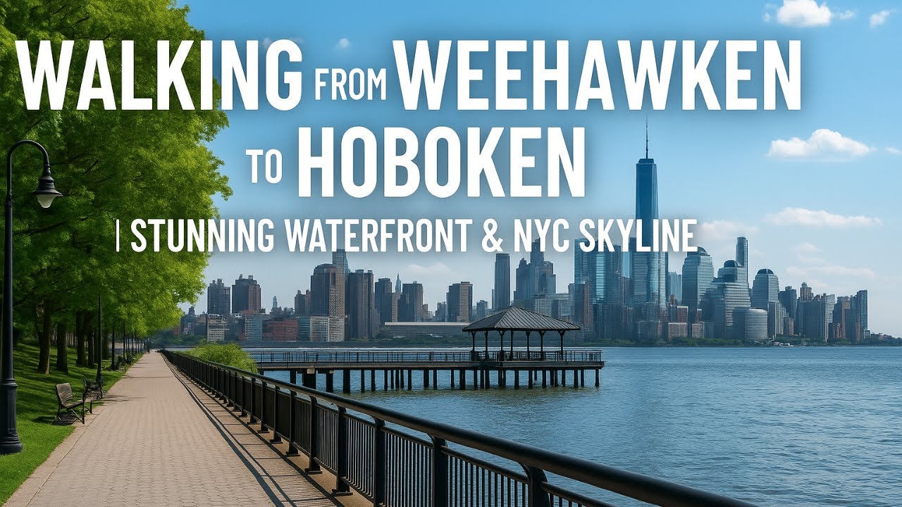 4K Scenic Waterfront Walk Weehawken to Hoboken NJ 🌊🏙️ | Hudson River Views