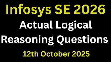 Infosys Logical Reasoning Questions And Answer 2026 Batch |  | Infosys System Engineer Hiring 2026