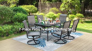 PHI VILLA 7-Piece Textilene Patio Dining Set