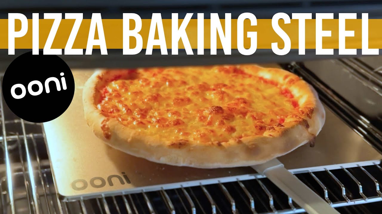 Cooking pizza in a home oven using a Baking steel from Ooni 