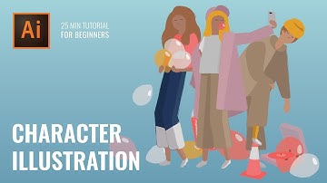 Easy Flat Character Illustration  - Adobe Illustrator Tutorial - Drawing Without Reference