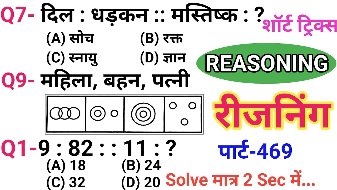 रीजनिंग सेट प्रैक्टिस पार्ट 469 | रीजनिंग में कैसे सवाल पूछे जाते हैं | रीजनिंग के तैयारी कैसे करें