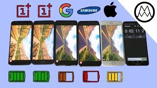 Oneplus 5T vs Pixel 2 XL vs S8 vs iPhone 8 Battery life Drain Test!
