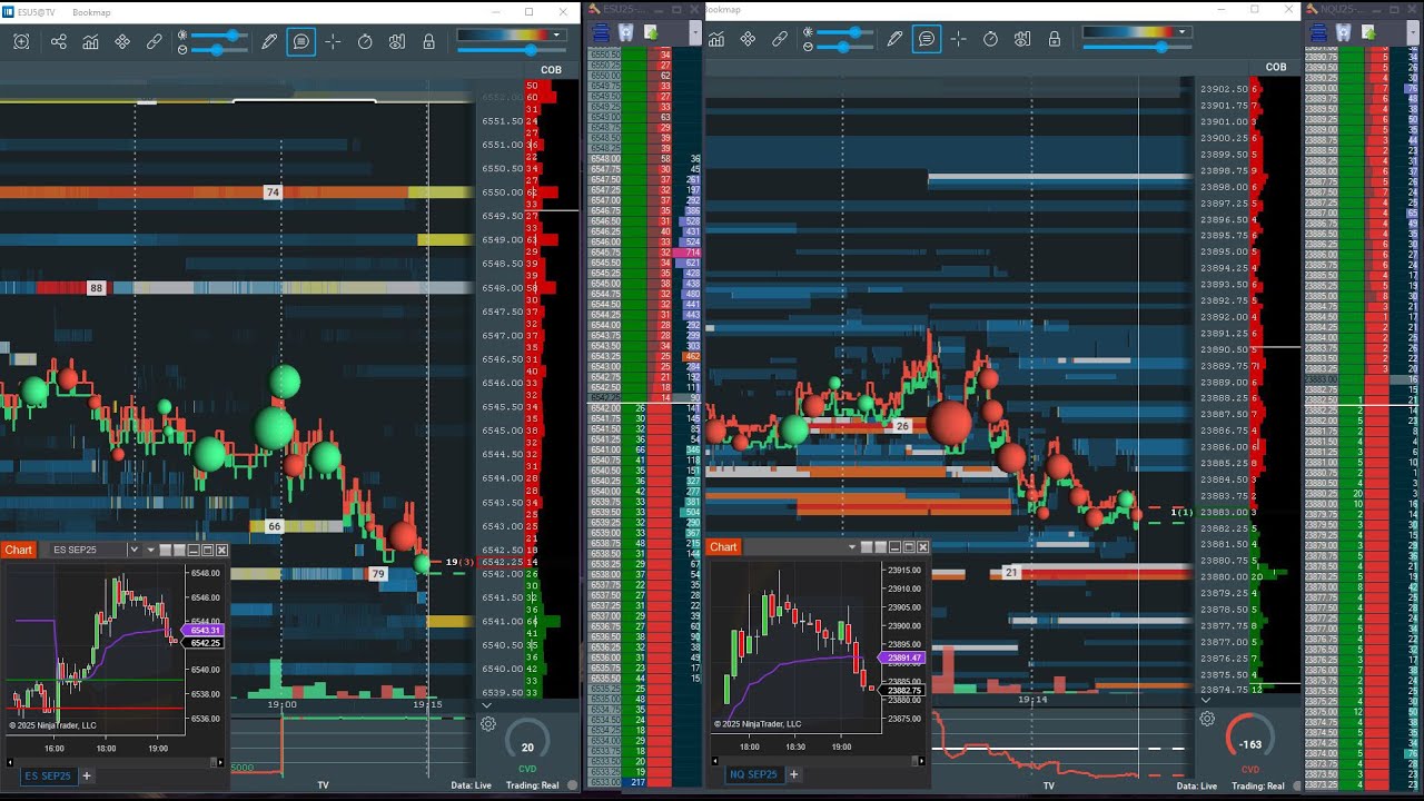 🔴LIVE NQ & ES FUTURES / BOOKMAP AND GEX BOT/REAL-TIME