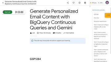 Generate Personalized Email Content with BigQuery Continuous Queries and Gemini GSP1284