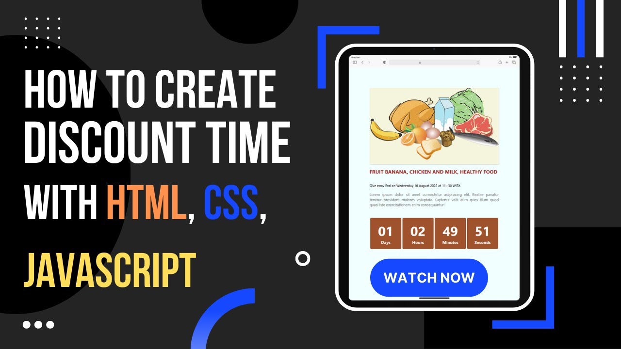 Javascript Projects | How to Create Discount Time with HTML, CSS ...