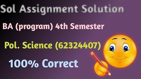 Sol solved assignment pol science | Introduction to international relations |Ba prog 4th sem
