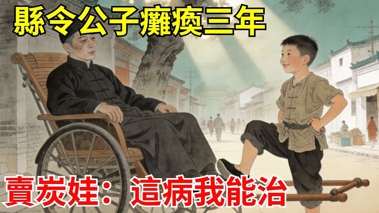 縣令公子癱瘓三年，禦醫都說無救。全家焚香哭喪，路過賣炭娃踢了下輪椅，大笑：這病我能治！#故事頻道#聽書#民間故事#說書#善有善報#爽文