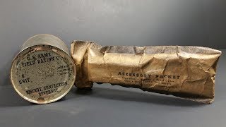 1944 US Army Field Ration C Breakfast B Unit & Accessory Packet Review MRE Taste Test Unboxing