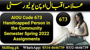 AIOU Code 673 Handicapped Person in the Community Semester Spring 2022 Assignment 1