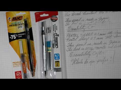 Bic Break Resistant Pro 0.7mm Mechanical Pencil vs Pentel Sharp 0.7mm Mechanical Pencil