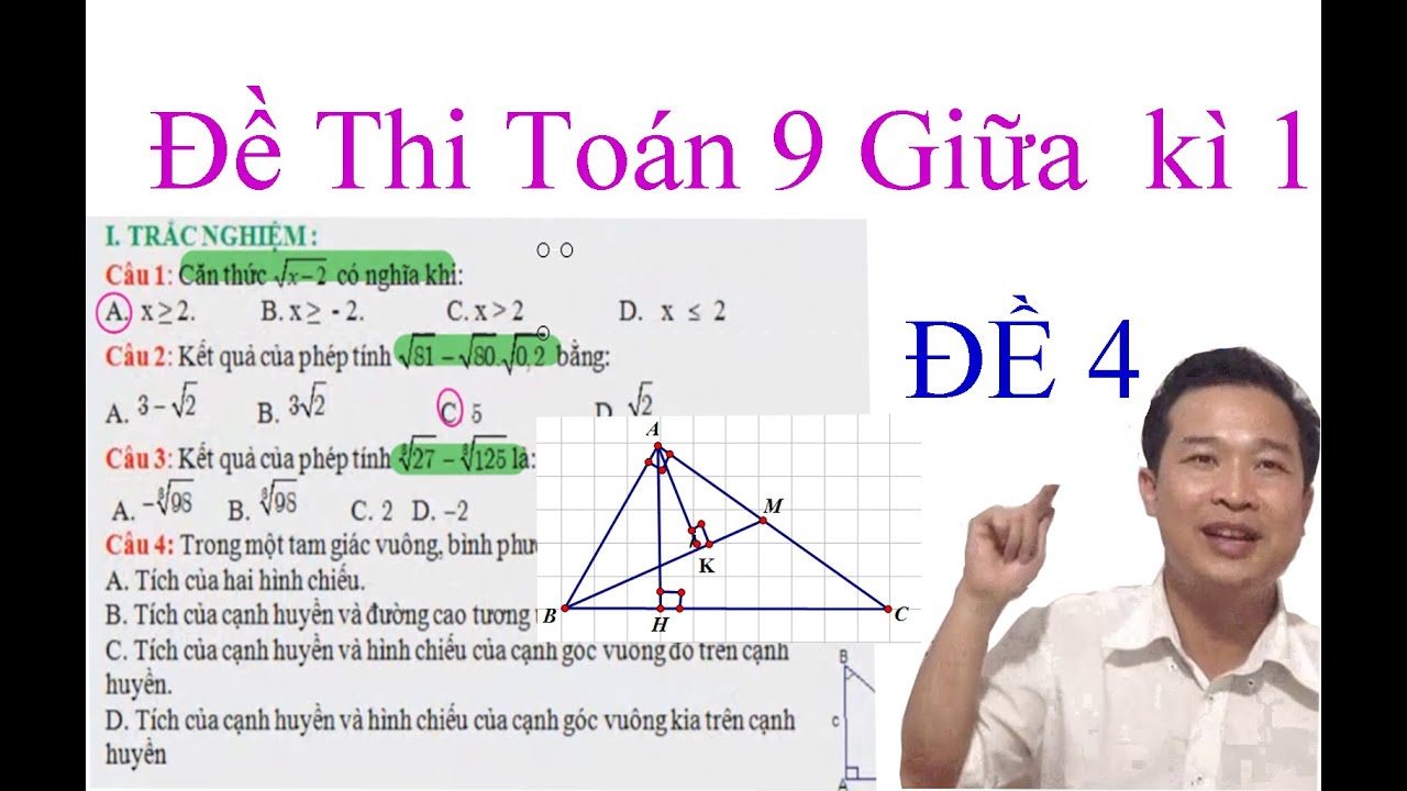 Đề thi Toán 9 giữa kì 1 - Đề 4 /tmttuan - youtube