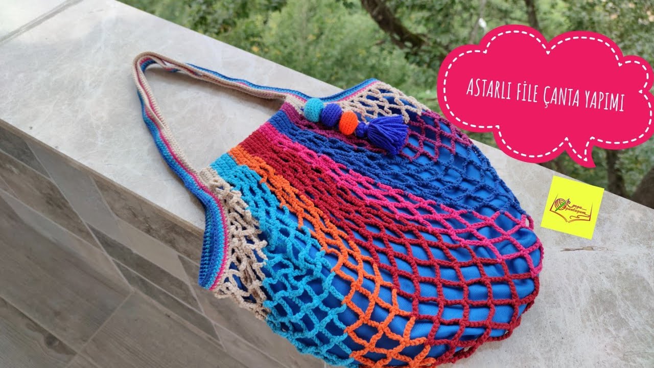 Astarlı file çanta yapımı*File çanta yapımı* Alışveriş filesi* Market çantası*Alışveriş çantası