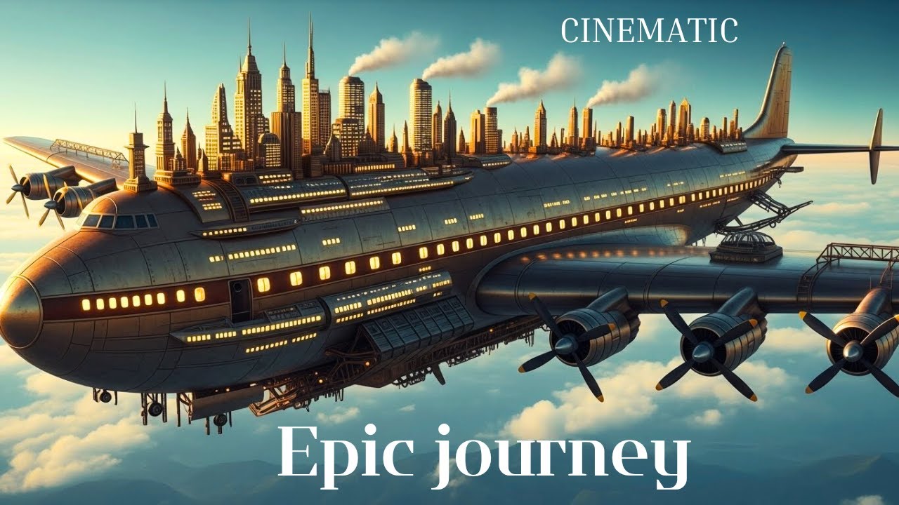 Epic Steampunk Airplane Journey – Flying Over Sky Cities
