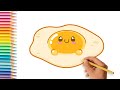 COMO DIBUJAR UN HUEVO FRITO KAWAII 🍳 Dibujos Fáciles