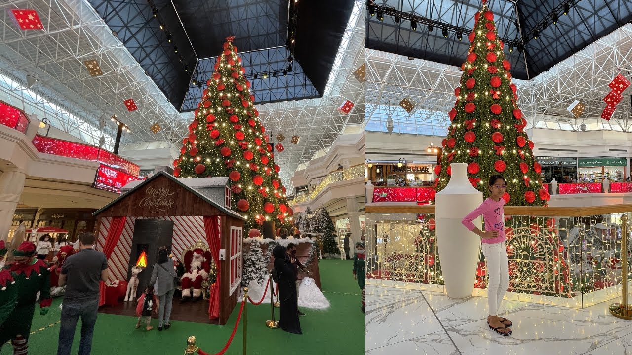 Big Christmas tree in Dubai Wafi Mall Visit to Wafi Mall for