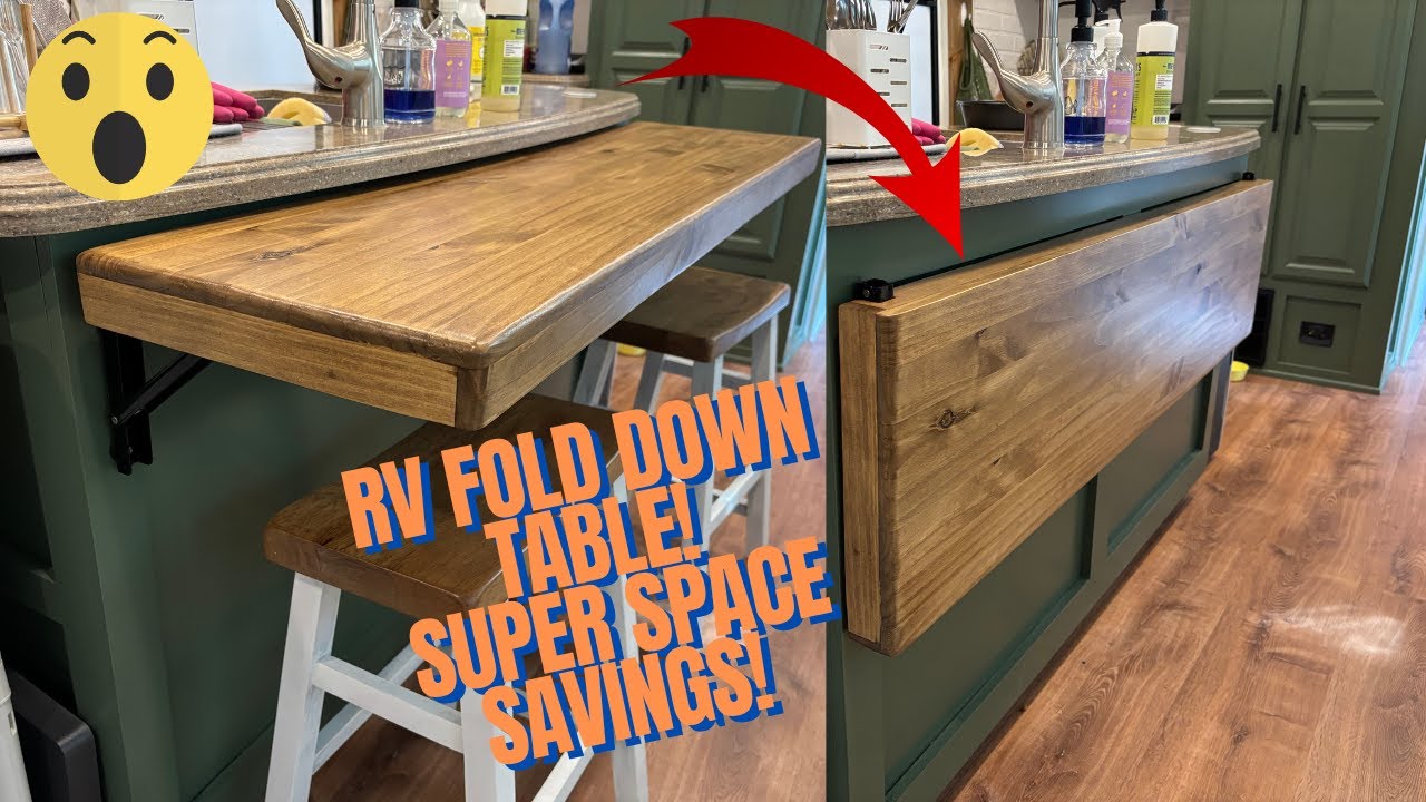 How to Make a RV FOLDING KITCHEN TABLE! SUPER SPACE SAVING DESIGN ...