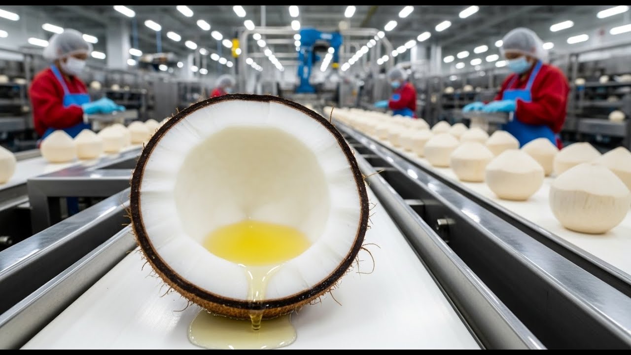 Inside a Coconut Processing Factory: From Raw Coconuts to Pure Cold Pressed Oil (Full Process)