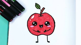 Drawing Apple Step by Step for Kids l How to Draw Apple Easy