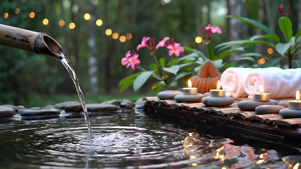 Healing Music with Bamboo Water 🌿 Anxiety Relief, Calm Mind