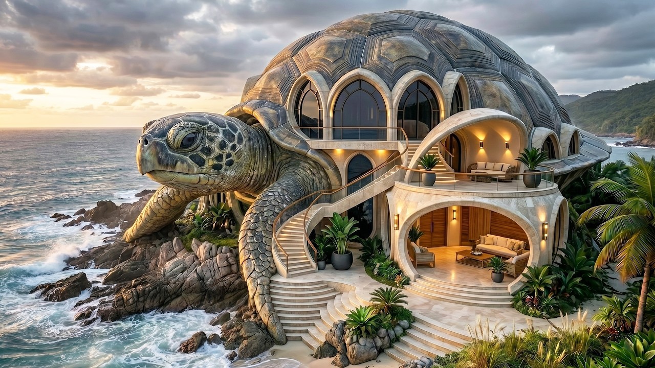 Exploring the Stunning Interior of a Turtle-Shaped Villa Transformed ...