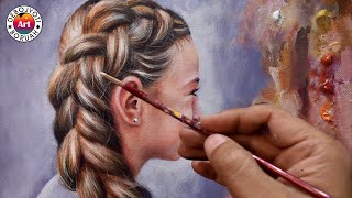 Easiest Realistic Hair Painting Tutorial in Acrylic on Canvas | Step by Step by Debojyoti Boruah