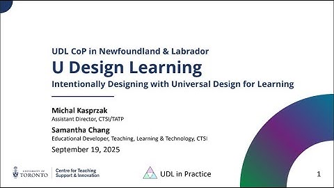 Sept. 19, 2025 - "U Design Learning: Intentionally Designing with UDL"