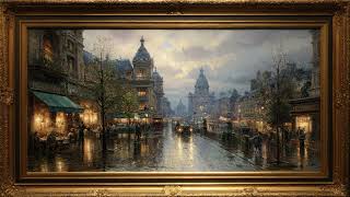 Rainy Paris Street Ambience 4K | Framed Vintage City Painting TV Art Screensaver Relaxation