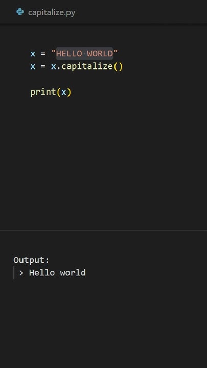 `capitalize()` Method in Python 🐍 - YouTube